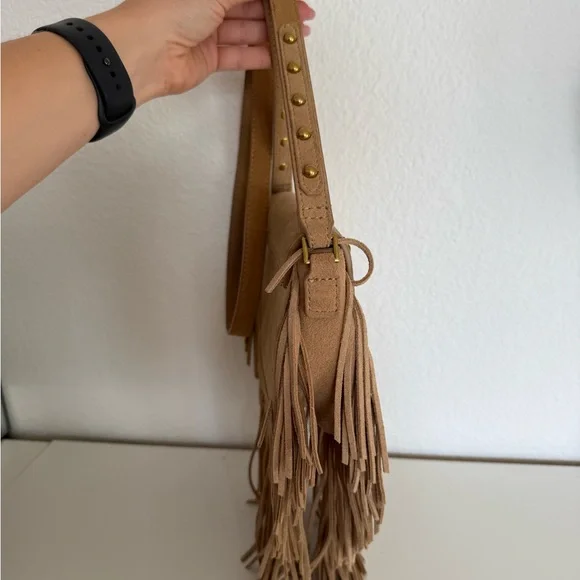 Zara 100% suede leather cringe crossbody bag - Picture 5 of 8
